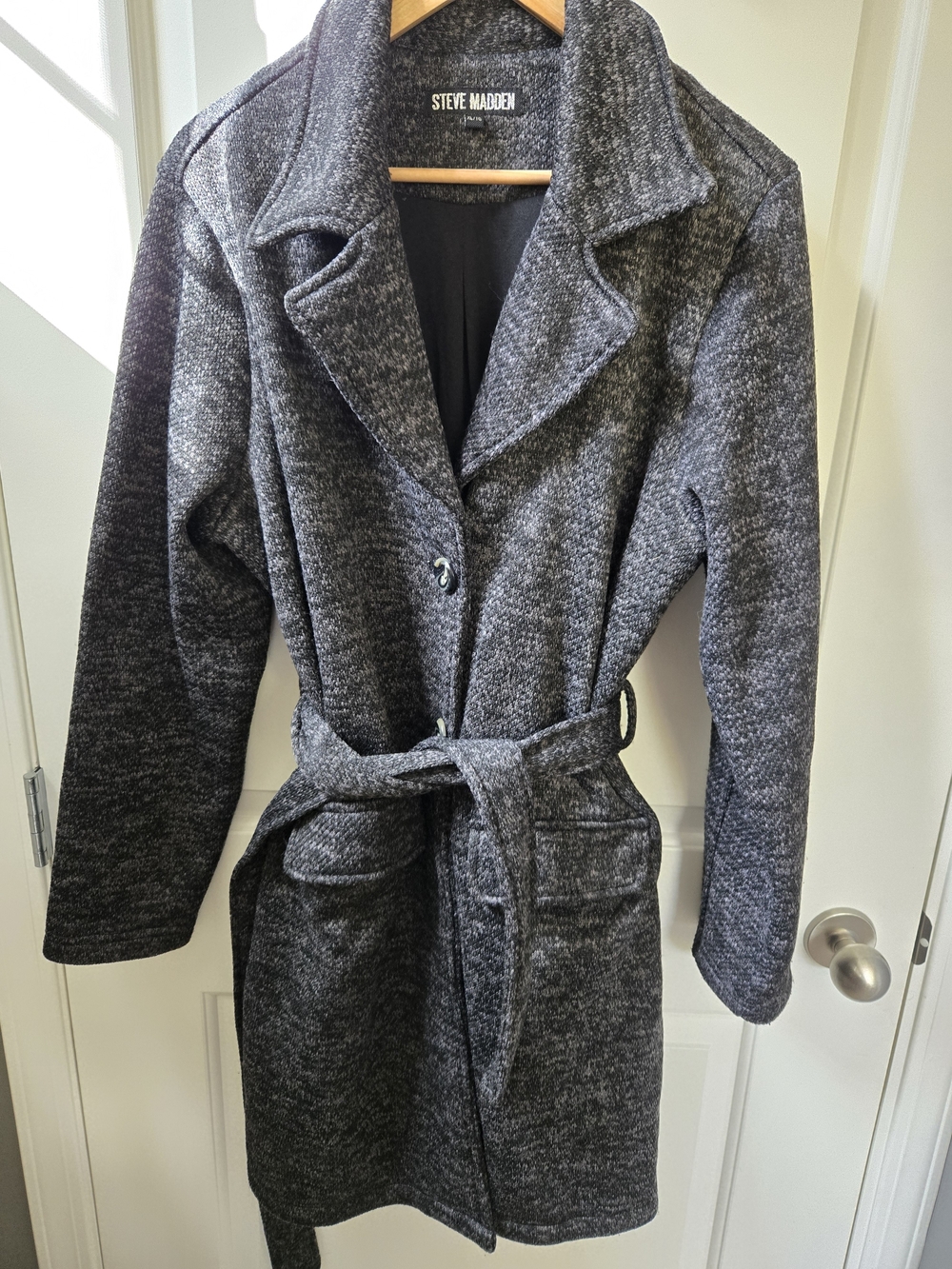 Steve Madden | Women’s Belted Heathered Grey Mid Length Coat | XL